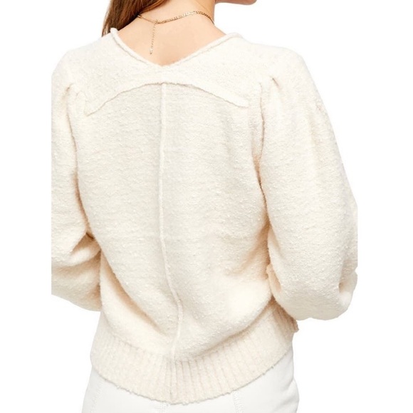 Free People Reverie Sweater Cream V-Neck Pullover Size S - Picture 4 of 9